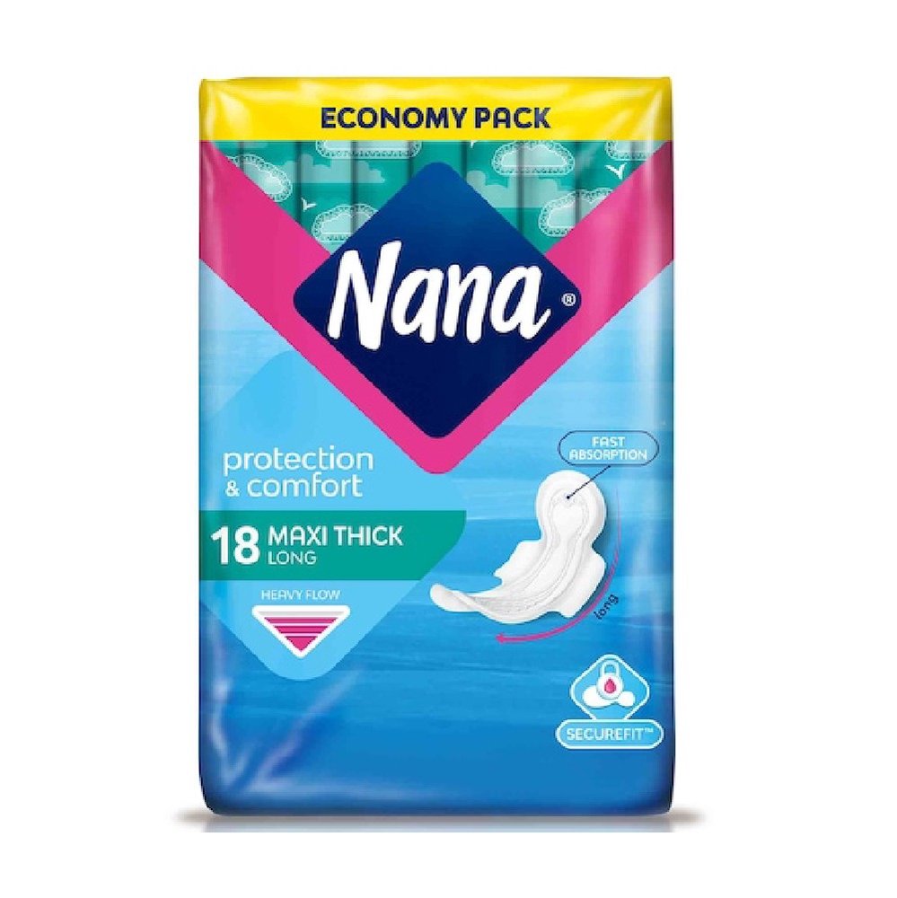 نانا عبوة اقتصادية ماكسي طويلة بالأجنحة 18 فوط