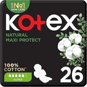 Kotex Natural  100% Cotton  Super 26 Pads