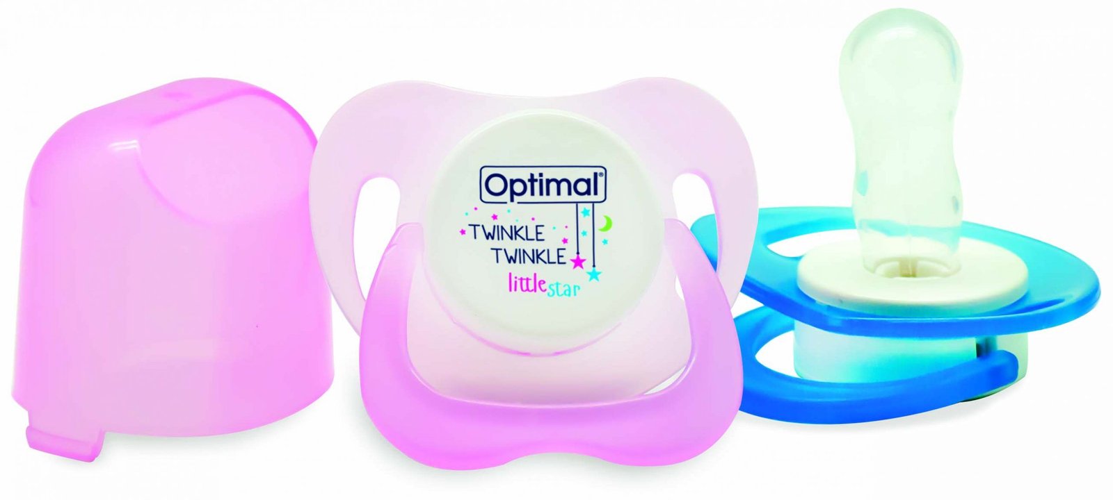 Optimal Round Nipple Silicone Pacifier 6m+ ( Blue-Pink )