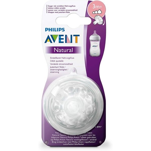 Philips Avent Natural 3m+ Variable Flow Teats 2 Pcs
