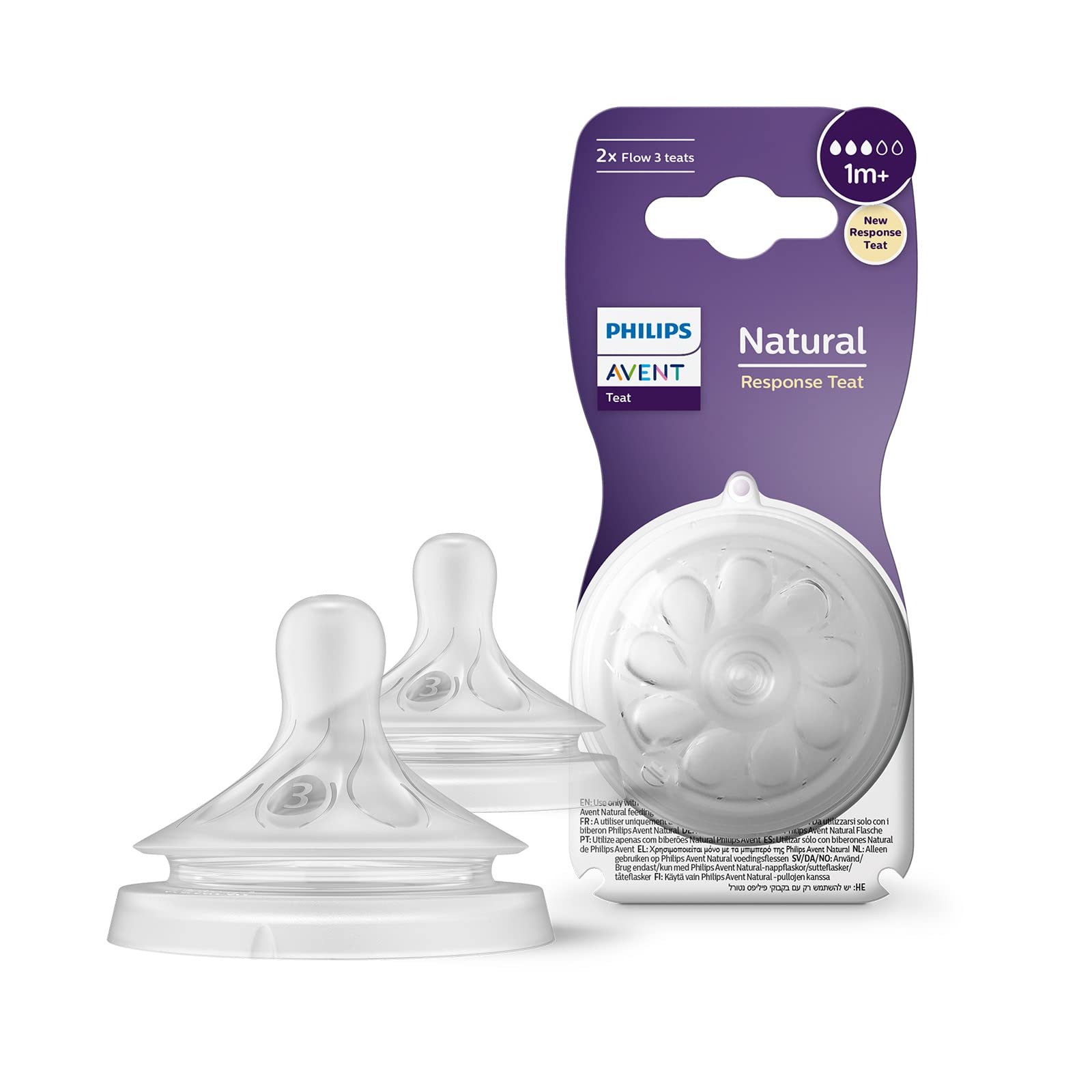 Philips Avent Natural Response 1m+ 3 Flow Teats 2 Pcs