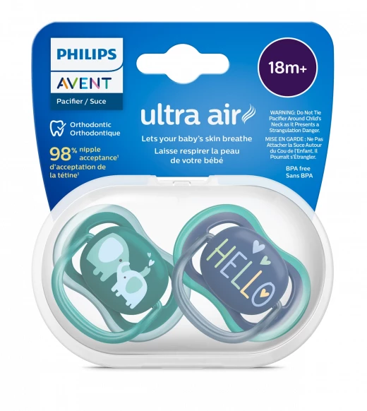 Philips Avent Ultra Air Soother 18+m 2 Pcs ( Green-Blue )