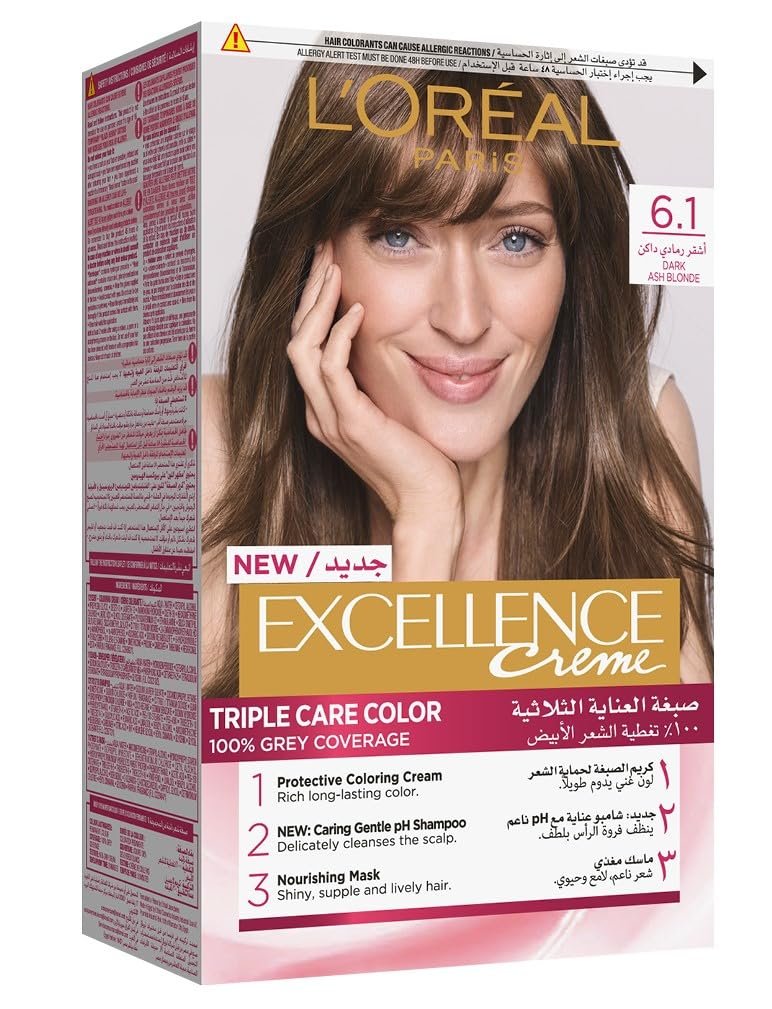 لوريال صبغة شعر إكسلانس كريم رقم (6.1) رمادي غامق أشقر