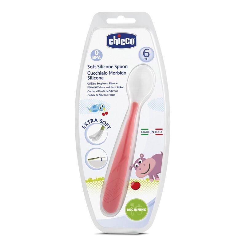 Chicco Soft Silicone Spoon 6m+ Red 1Pcs