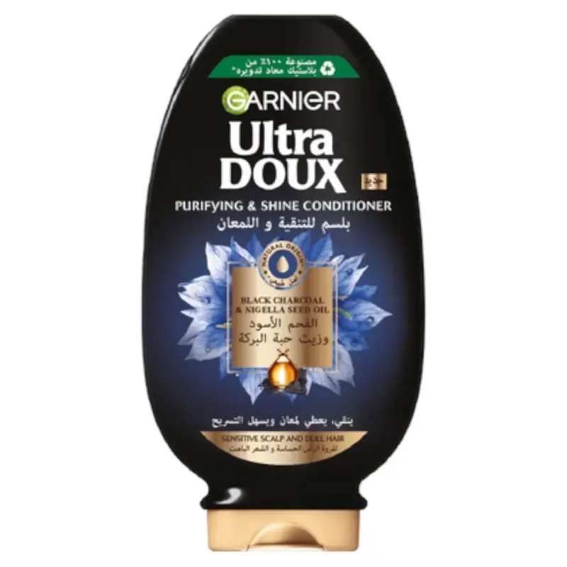 Garnier Ultra Doux Black Charcoal And Nigella Seed Oil Purifying With Shine Conditioner 360ml