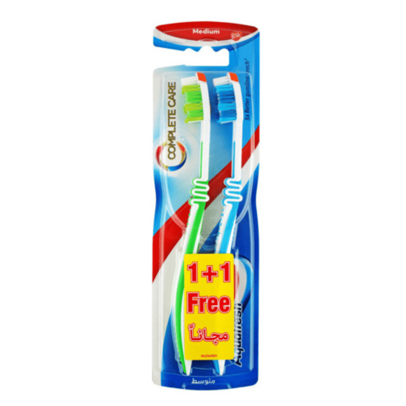 أكوافريش فرشاة أسنان كومبليت كير متوسطة الحجم ١+١
