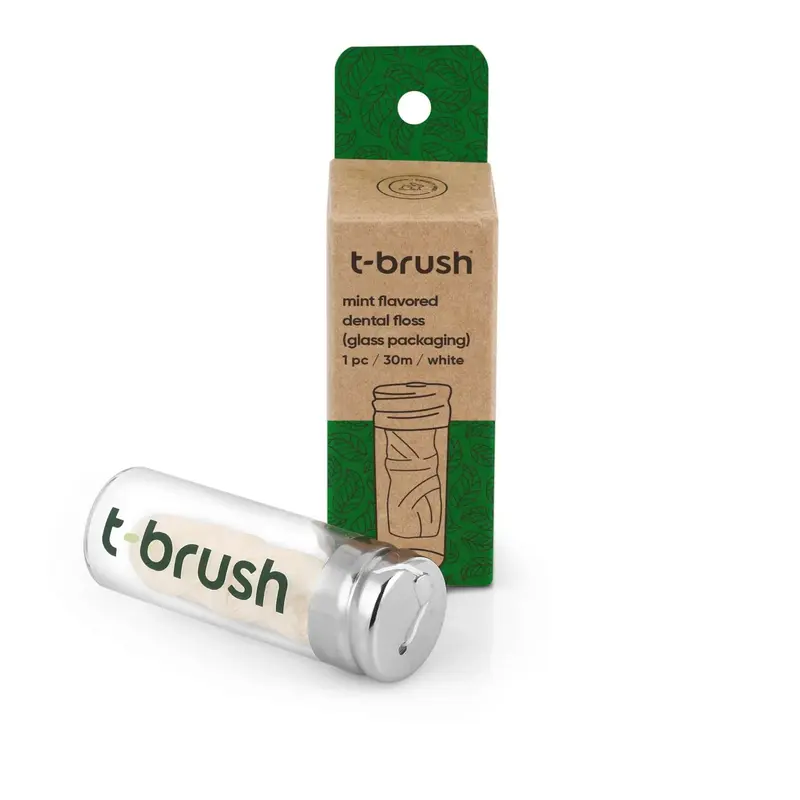 T-Brush Mint Flavored Dental Floss Glass