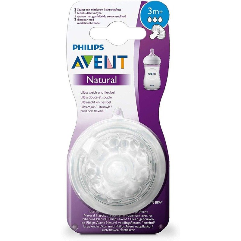 Philips Avent Natural 3m+ Medium Flow Teats 2 Pcs
