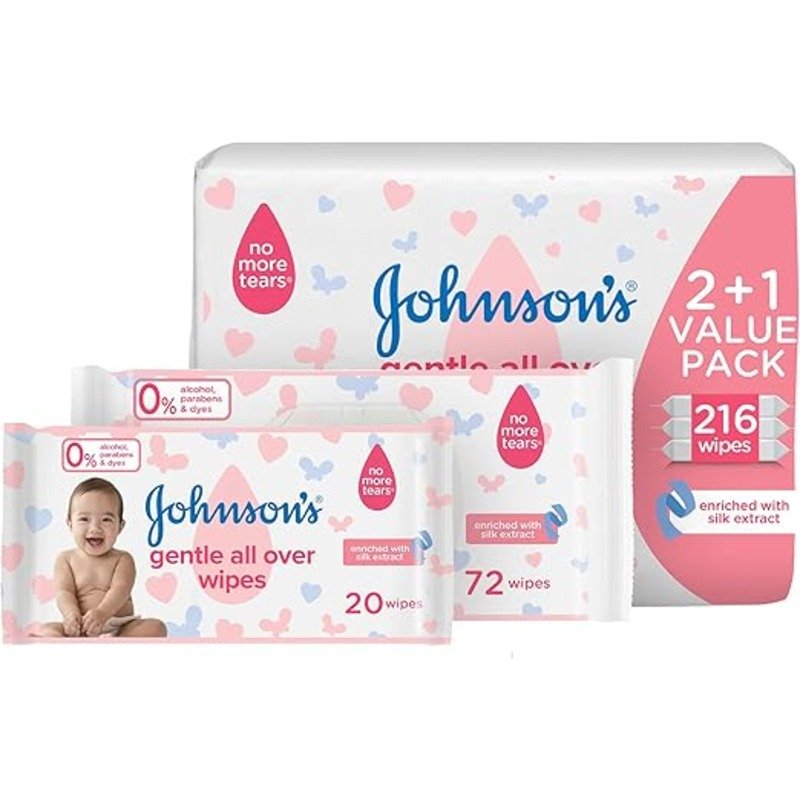 Johnson's Baby Gentle All Over 72 Wipes 2+1 (216 Wipes)