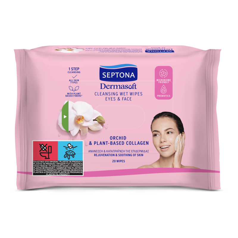 Septona Dermasoft Cleansing Make-up Removal Wipes With Orchid & Plant Collagen 20 Wipes
