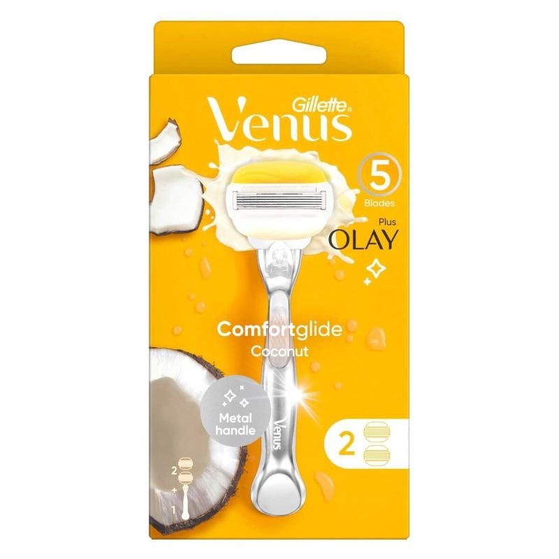 جيليت شفرات فينوس كومفورت جلايد مع أولاي بجوز الهند المعدنية + شفرتين