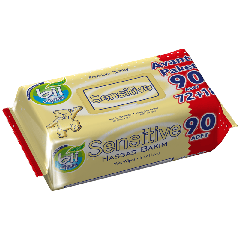 Bii Wipes Sensitive 72+18 Wipes