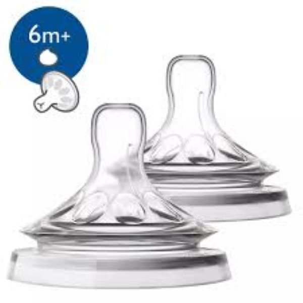 Philips Avent Natural Silicon Nipple Thick Feed 6M+ 2 Pcs