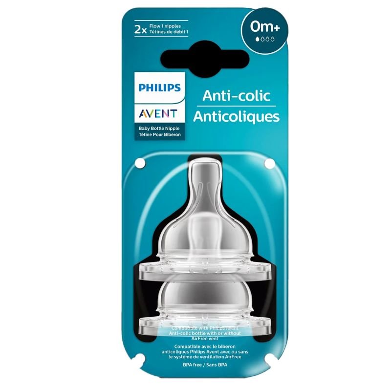 Philips Avent Anti Colic Teat 0 M+ 1 Flow 2 Pcs