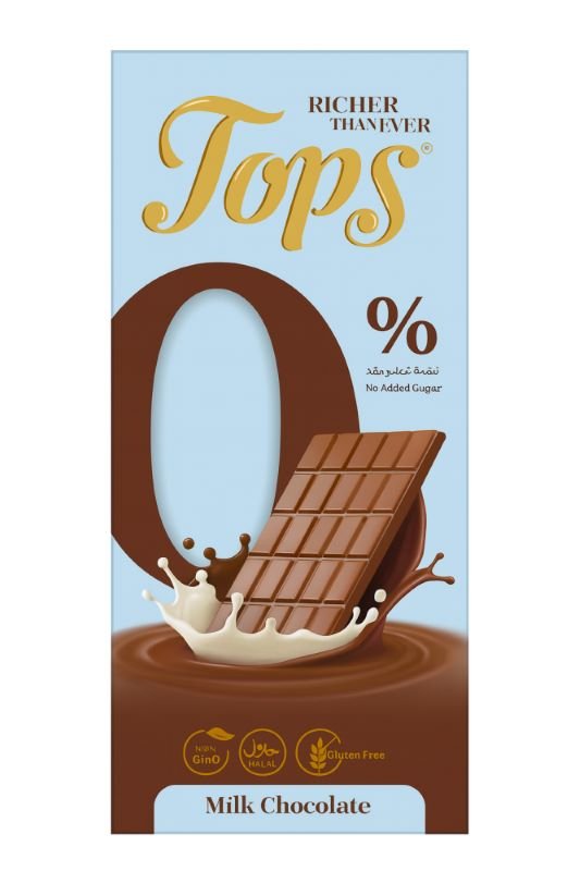 توبس شوكولاتة بالحليب خالية من السكر 60 غ