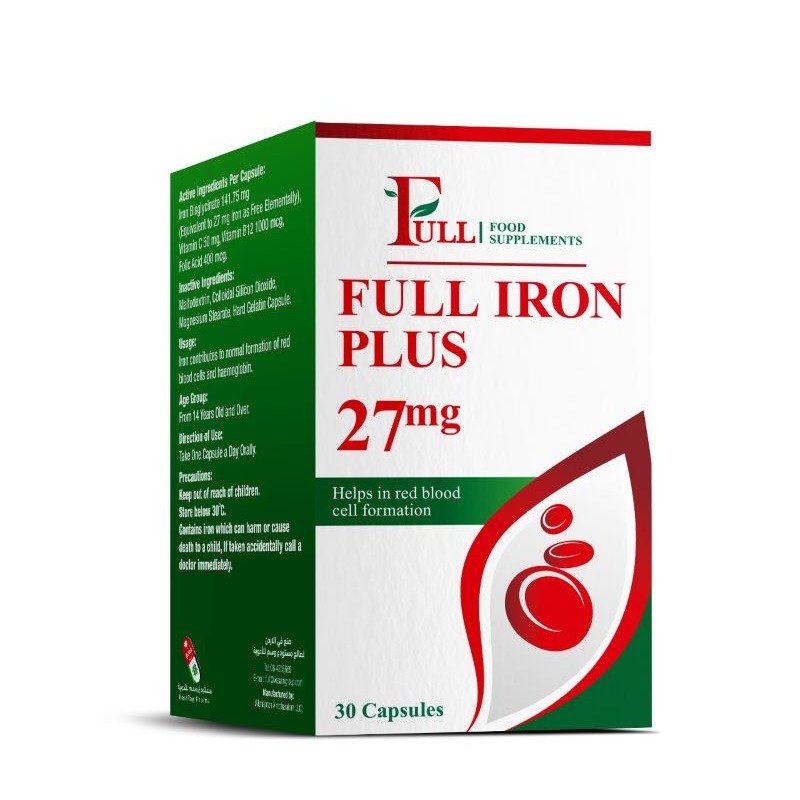 فول آيرون بلس 27 ملغ 30 كبسولة